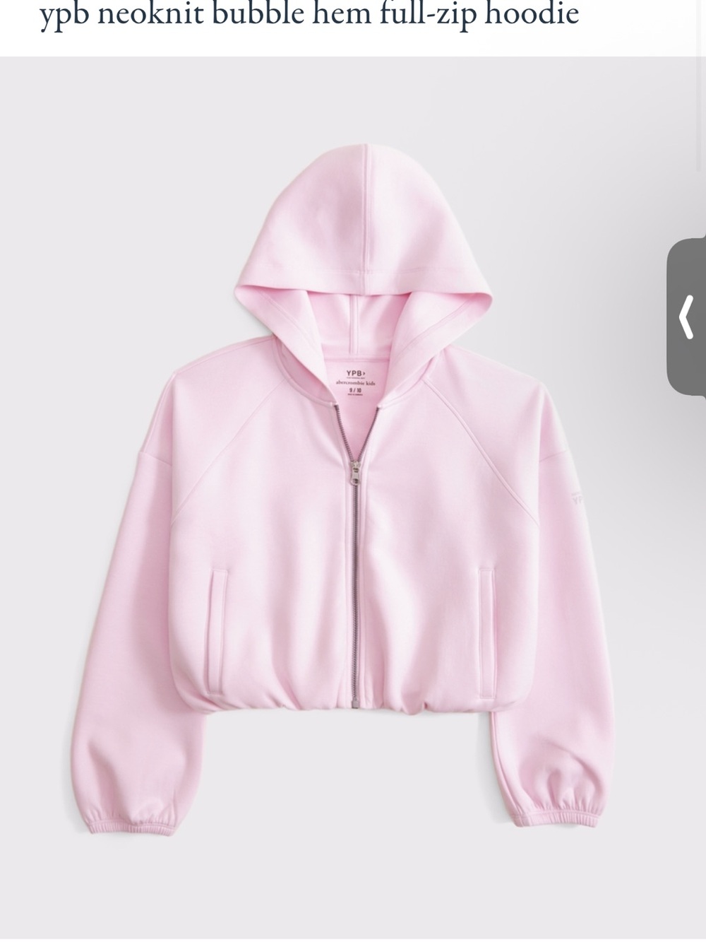 abercrombie kids Pink Cropped Neoknit Full-Zip Hoodie